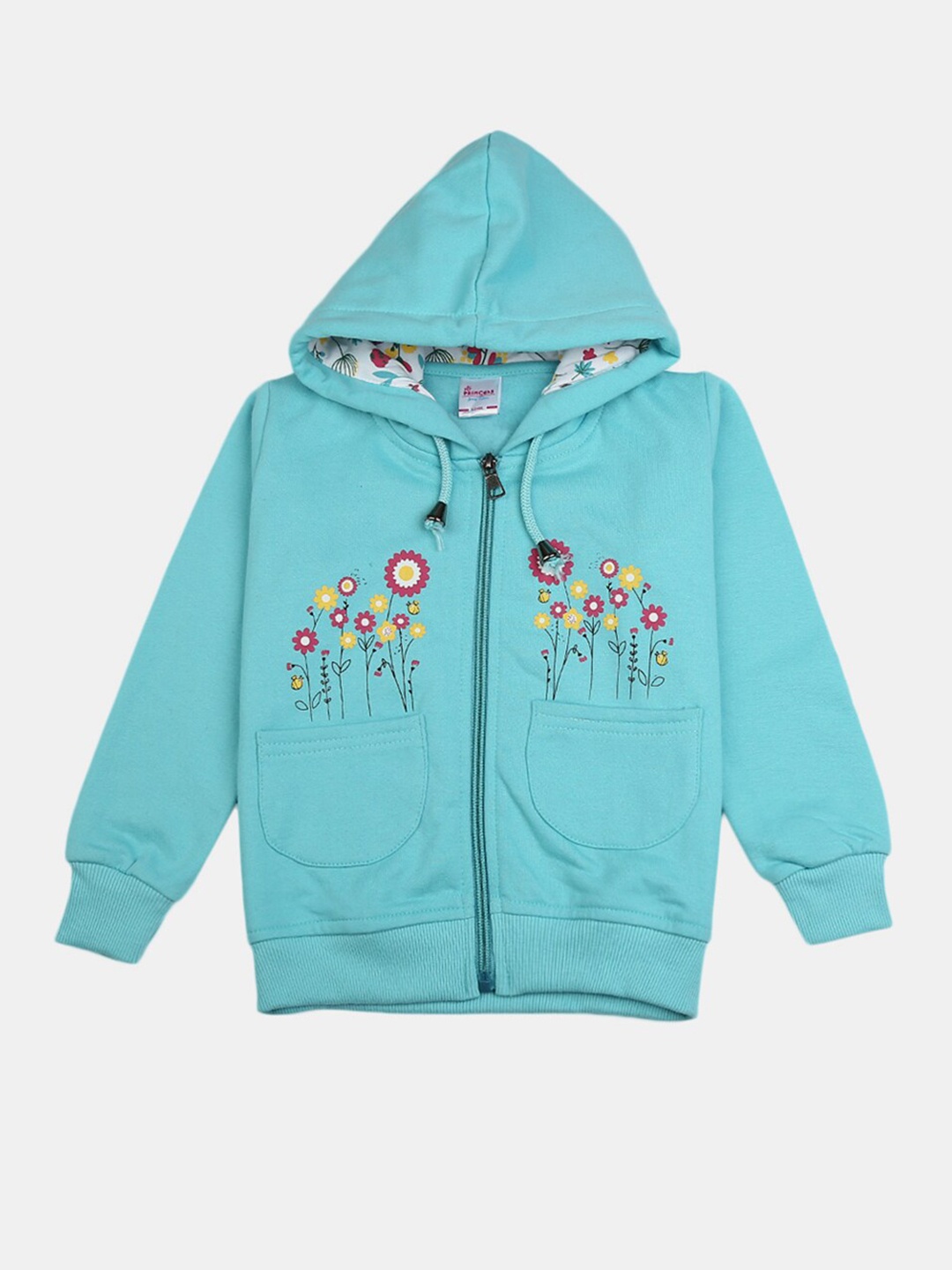 

V-Mart Girls Blue Cotton Printed Hooded Sweatshirt