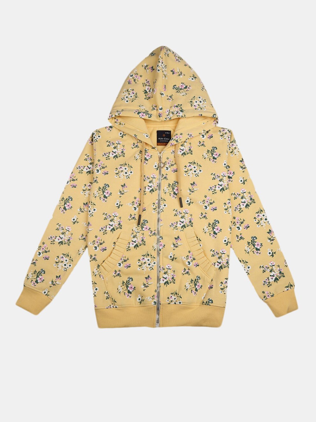 

V-Mart Yellow & Green Pure Cotton Floral Print Shirt Style Top