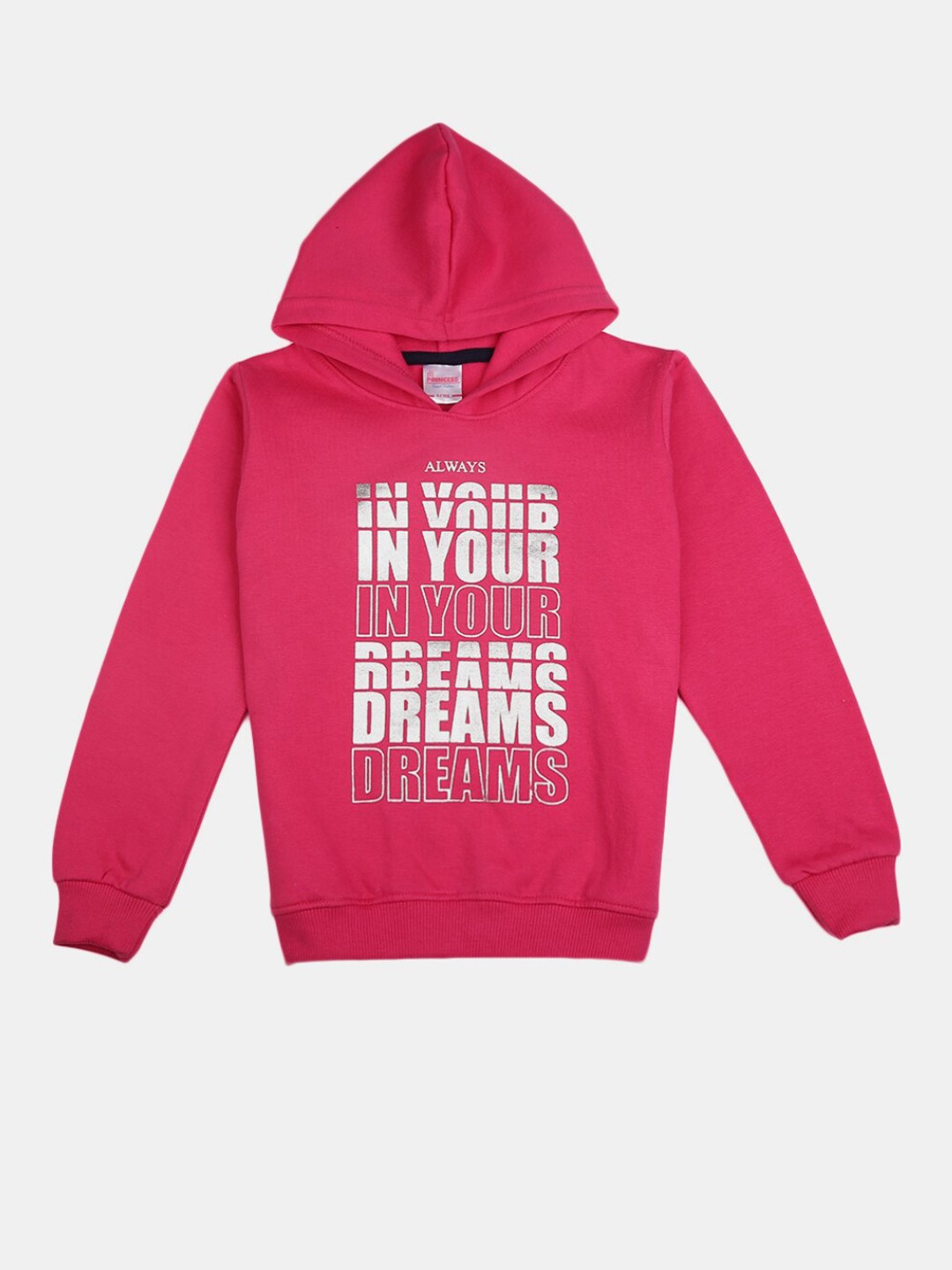 

V-Mart Fuchsia & White Pure Cotton Hooded Print Top