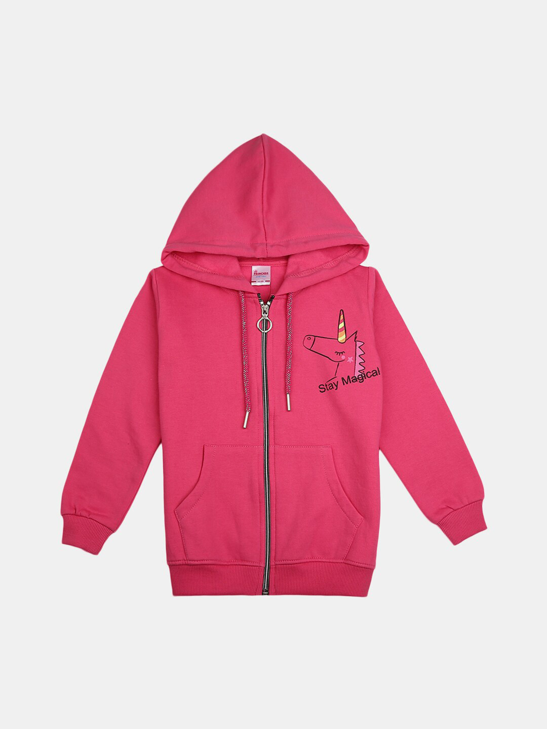 

V-Mart Girls Fuchsia Cotton Printed Hooded Sweatshirt