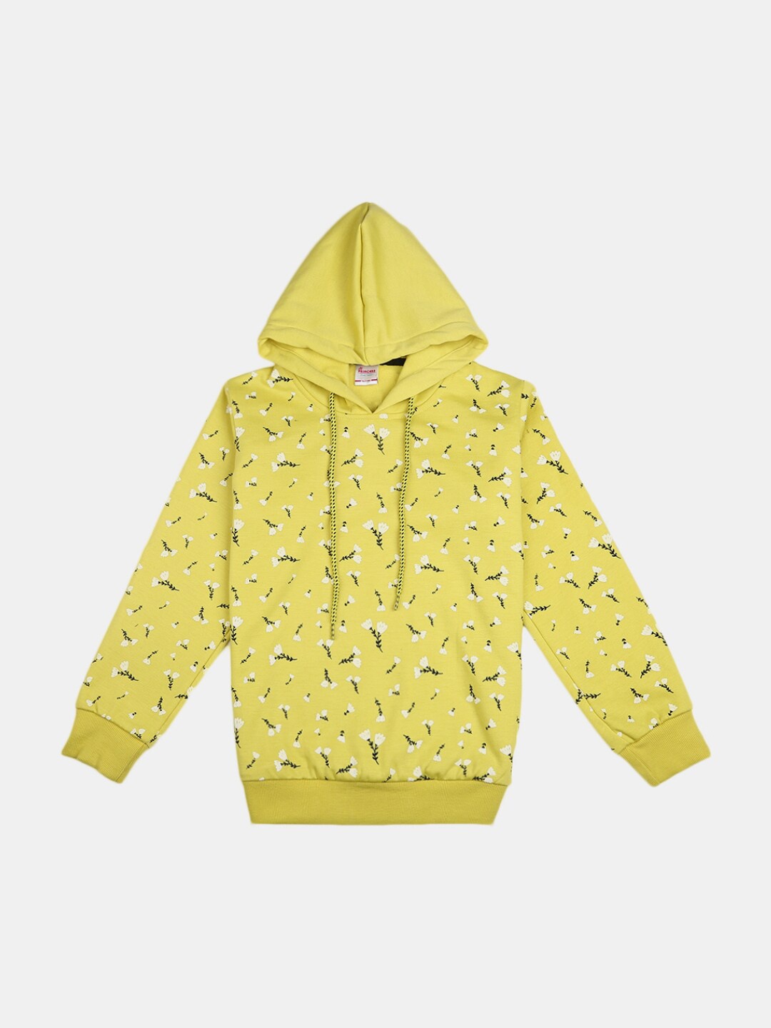 

V-Mart Girls Yellow Cotton Printed Hooded Sweatshirt
