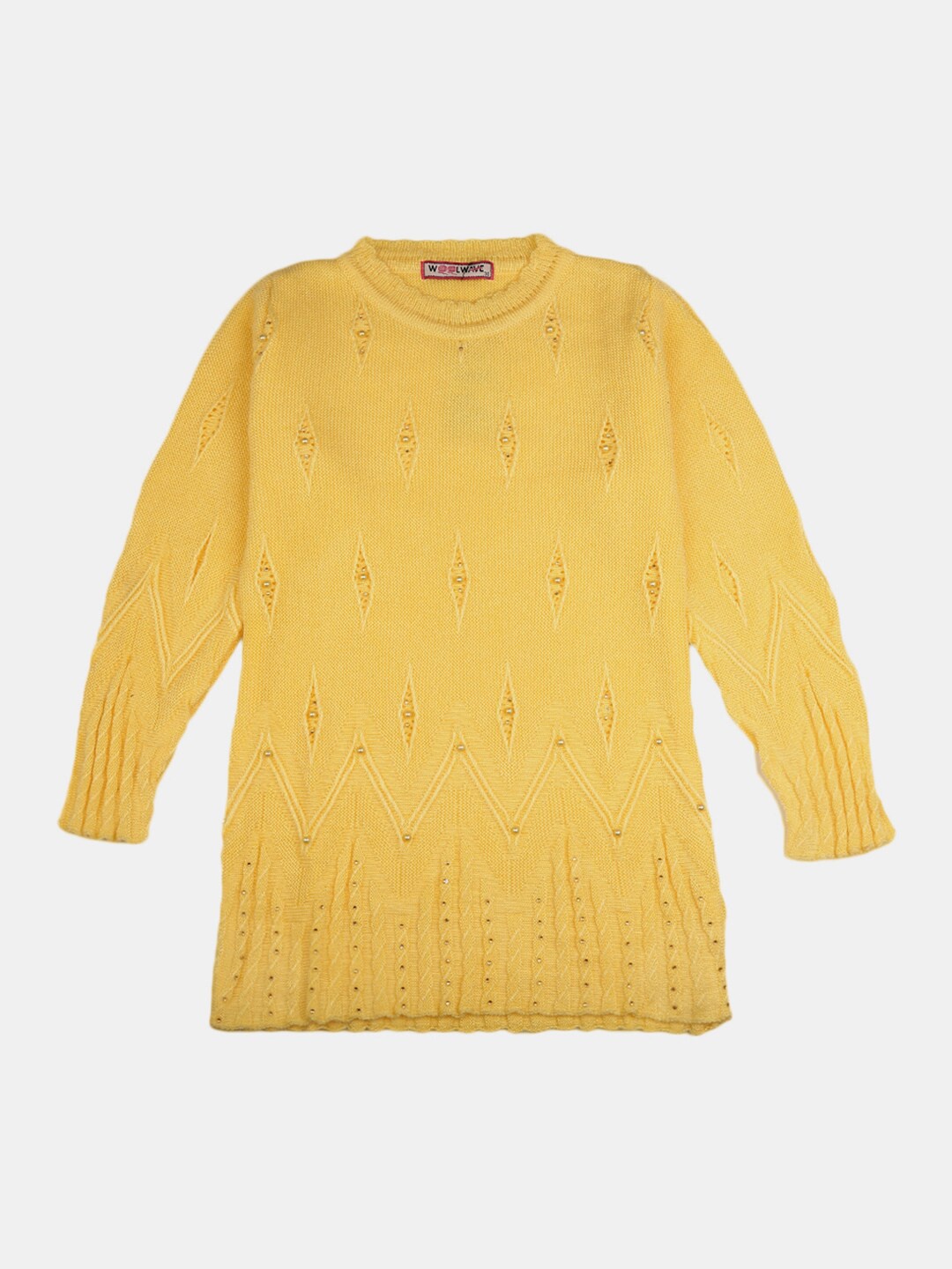 

V-Mart Girls Solid Acrylic Knitted Top, Yellow