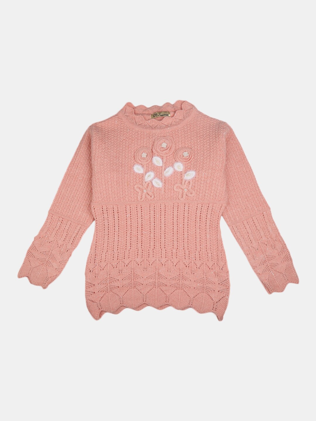 

V-Mart Pink & White Pure Cotton Self Design Top
