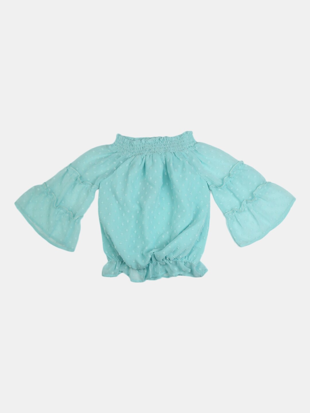 

V-Mart Girls Green Pure Cotton Blouson Top