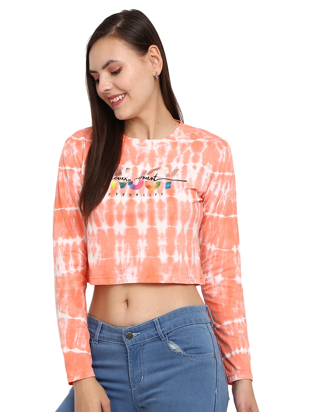 

V-Mart Pink & White Pure Cotton Tie and Dye Crop Top