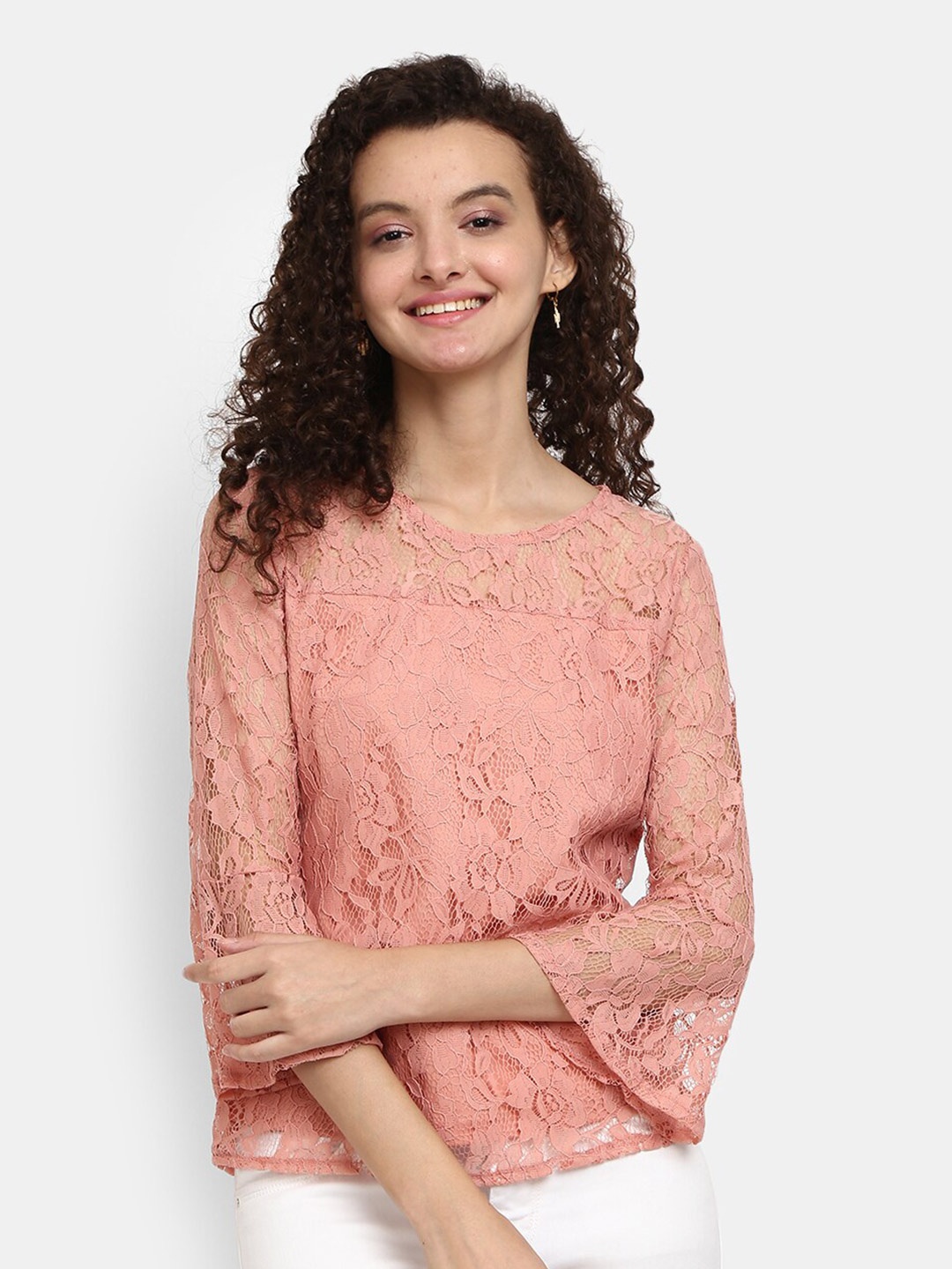 

V-Mart Peach-Coloured Pure Cotton Top