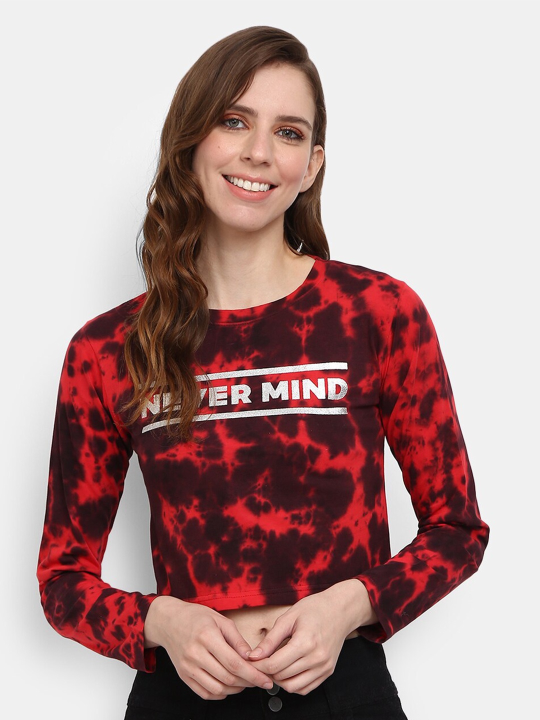 

V-Mart Red & Black Pure Cotton Tie and Dye Top