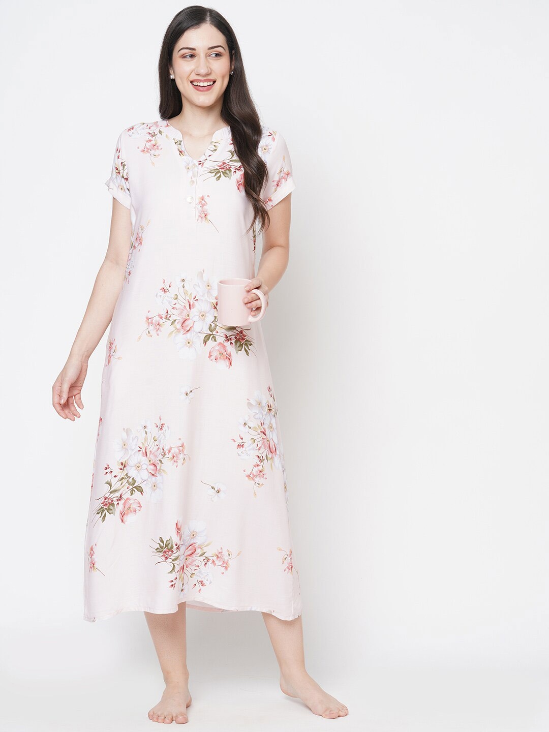 

SDL by Sweet Dreams White Printed Nightdress