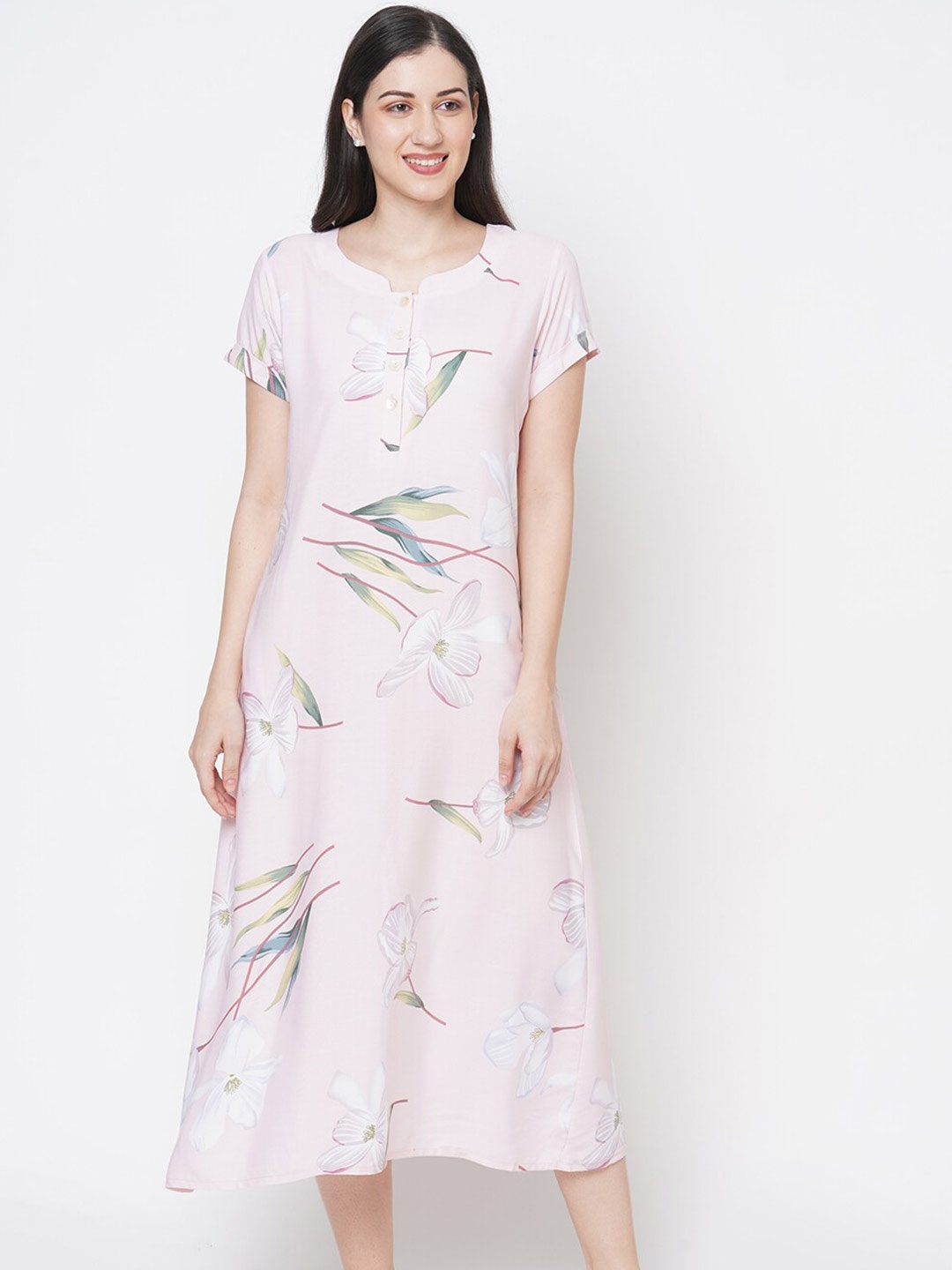 

SDL by Sweet Dreams Pink Printed Nightdress