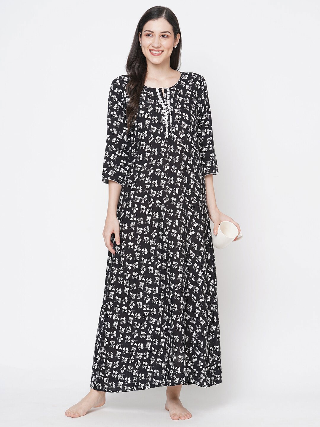 

SDL by Sweet Dreams Black Printed Maxi Nightdress