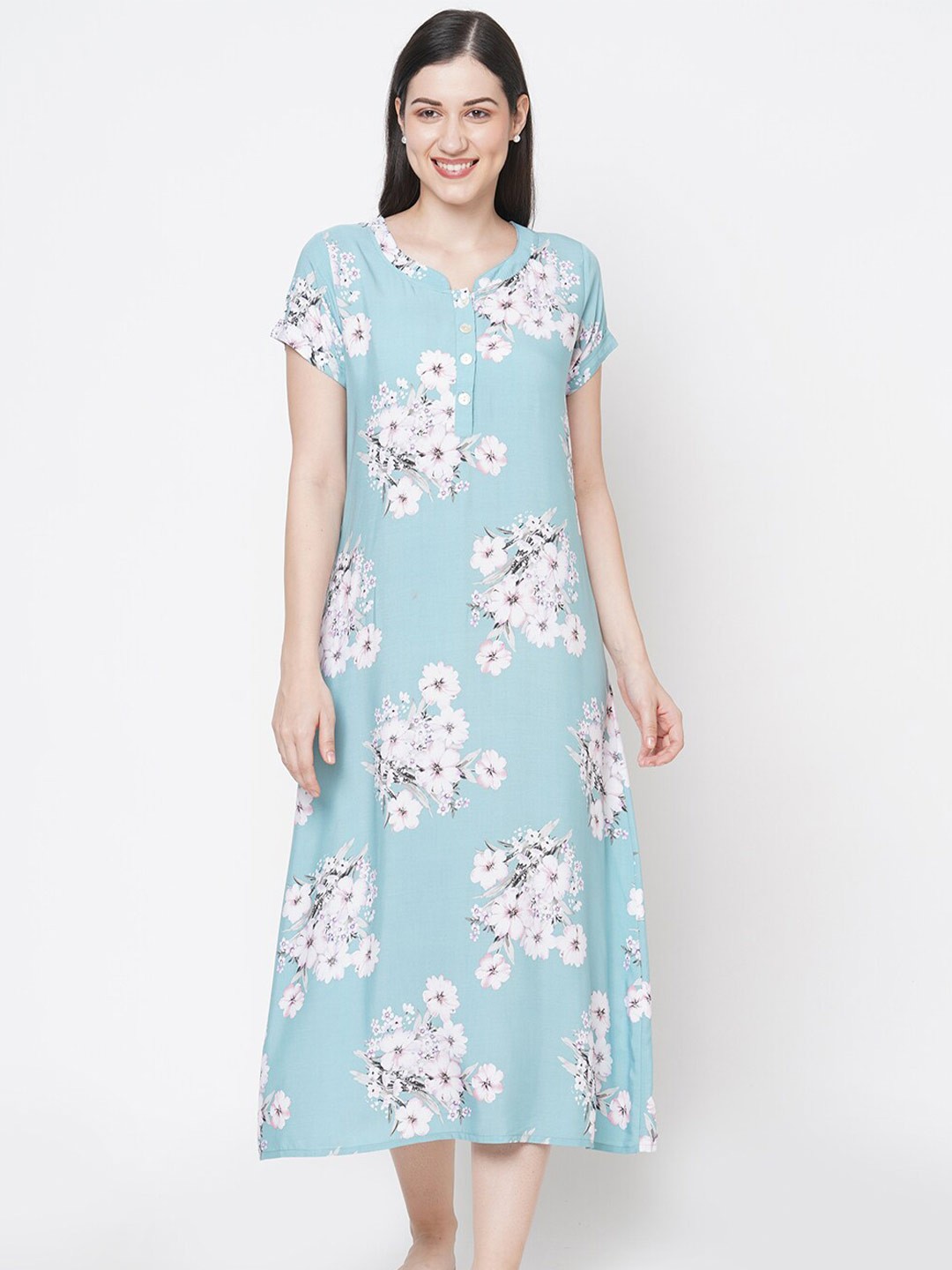 

SDL by Sweet Dreams Green Printed Nightdress