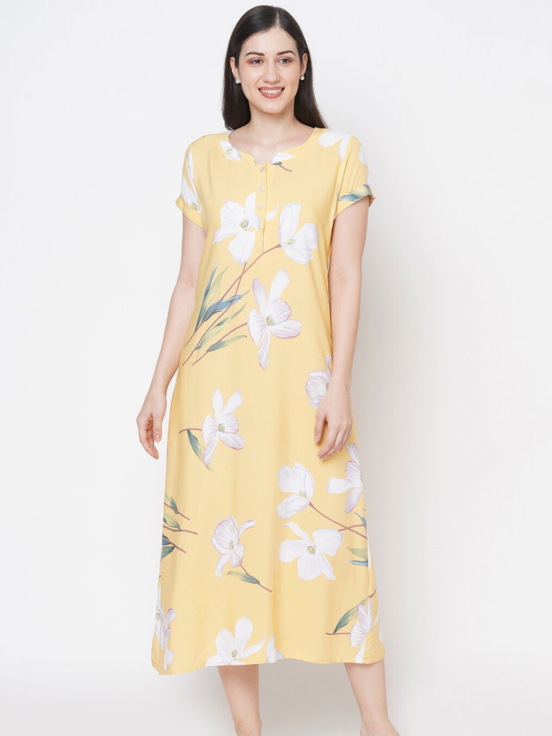 

SDL by Sweet Dreams Yellow Printed Nightdress