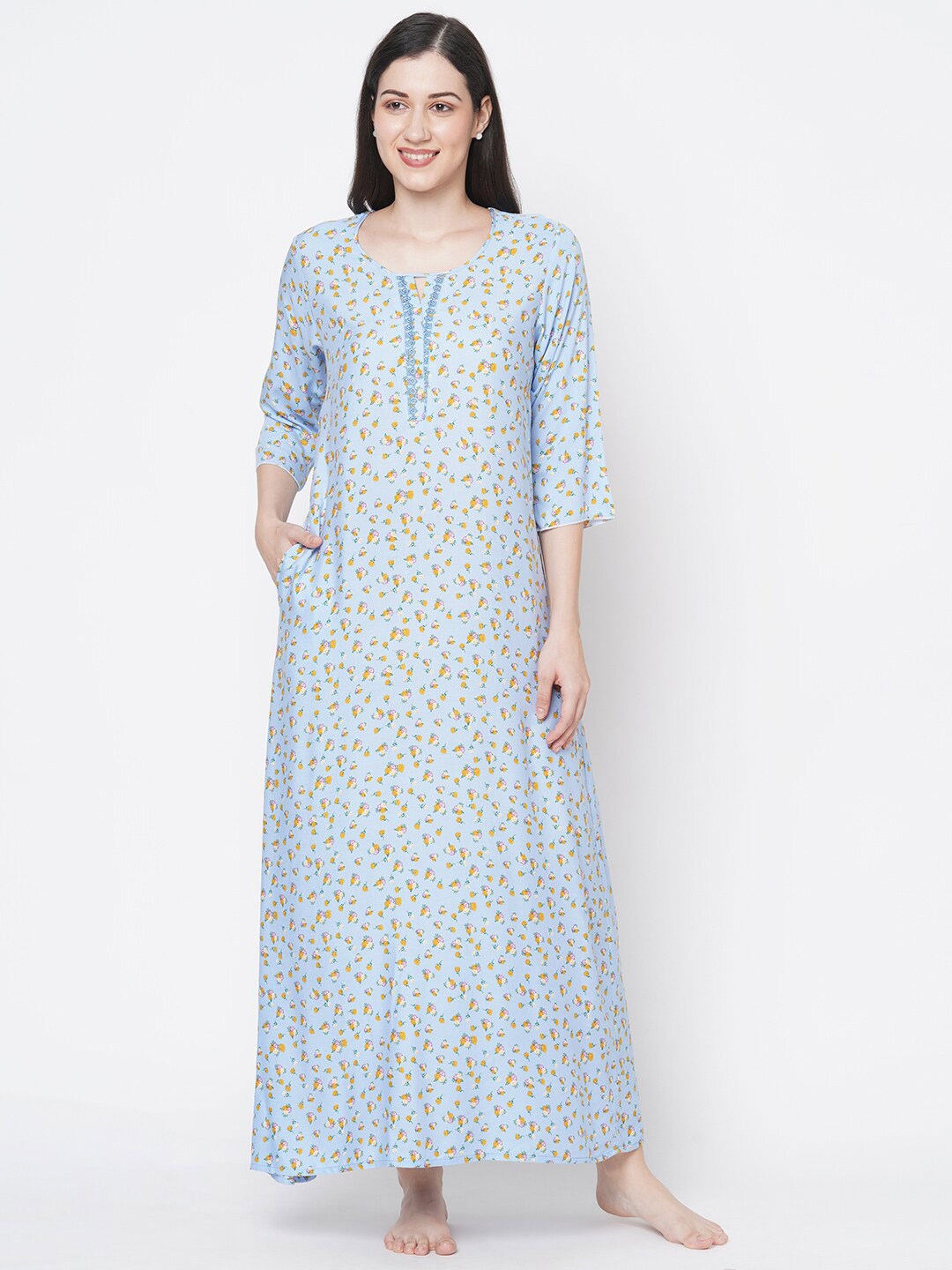 

SDL by Sweet Dreams Blue Printed Maxi Nightdress