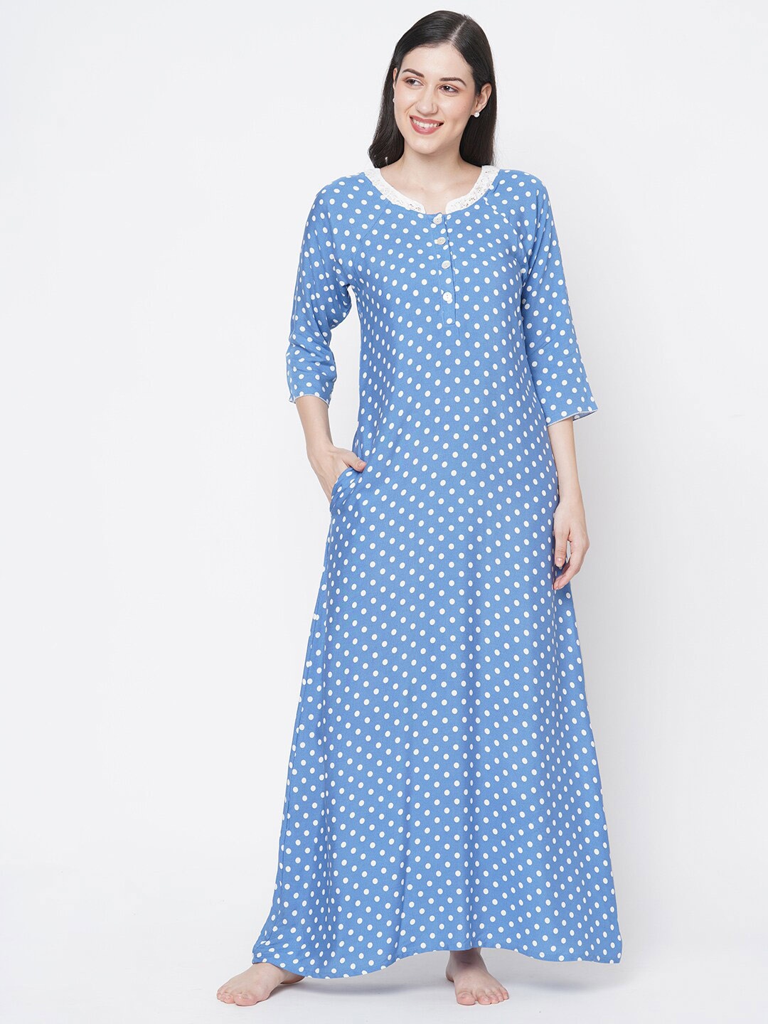 

SDL by Sweet Dreams Blue Printed Maxi Nightdress