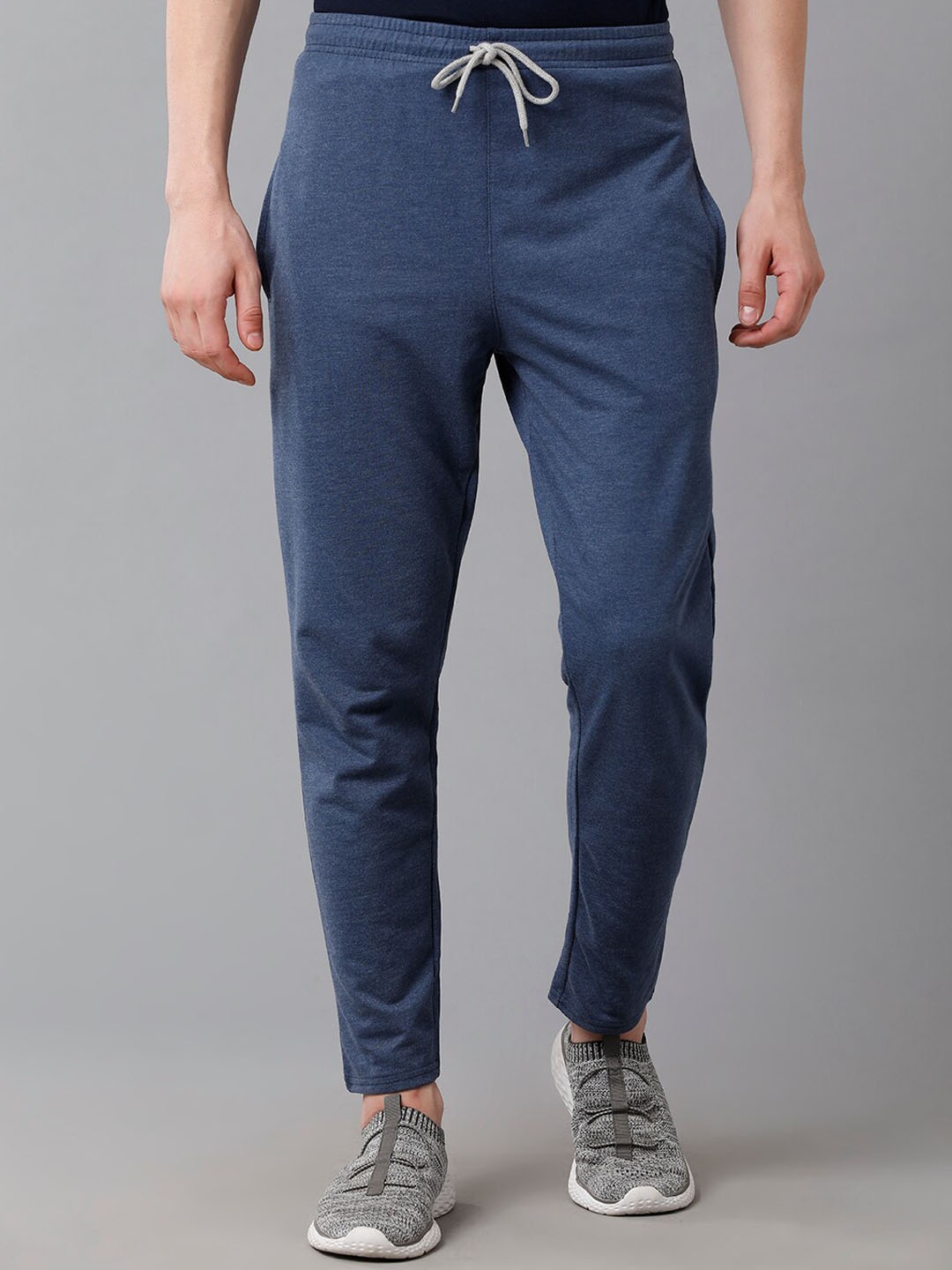 

MADSTO Men Blue Solid Cotton Track Pants