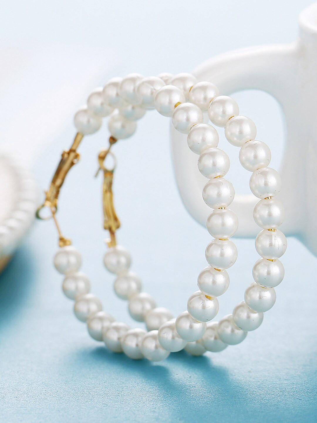 

Young & Forever White Gold-plated Circular Hoop Earrings