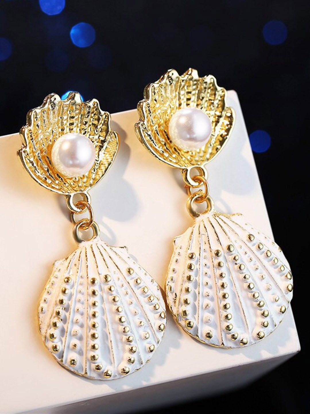 

Young & Forever Gold-Plated Pearl Contemporary Drop Earrings