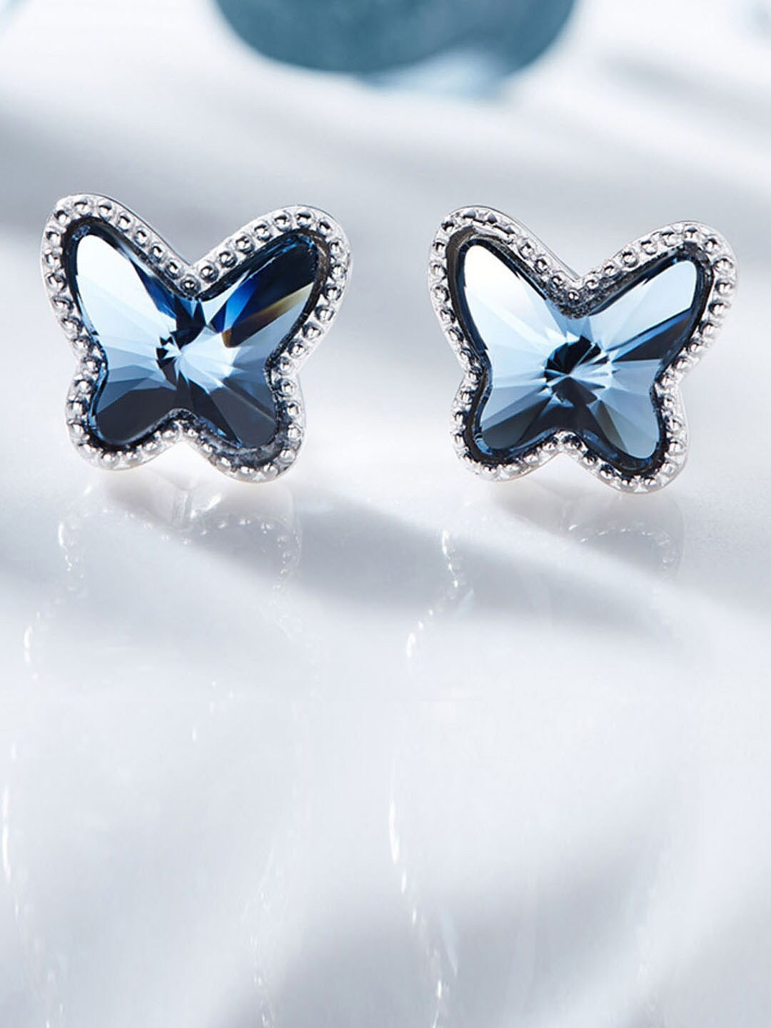 

Young & Forever Blue Silver Plated Crystal Studs Earrings