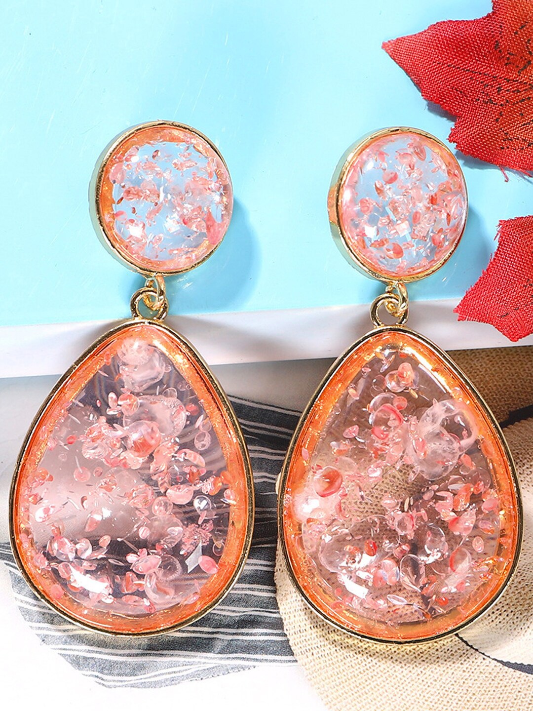 

Young & Forever Pink Teardrop Shaped Drop Earrings