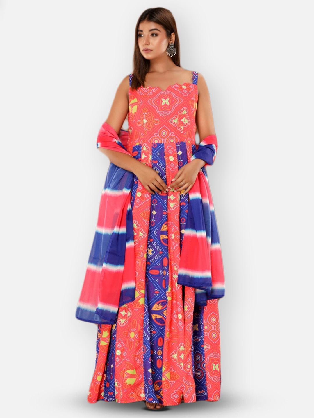 

IRIDAA JAIPUR Women Blue Ethnic Motifs Printed Anarkali Kurta With Dupatta