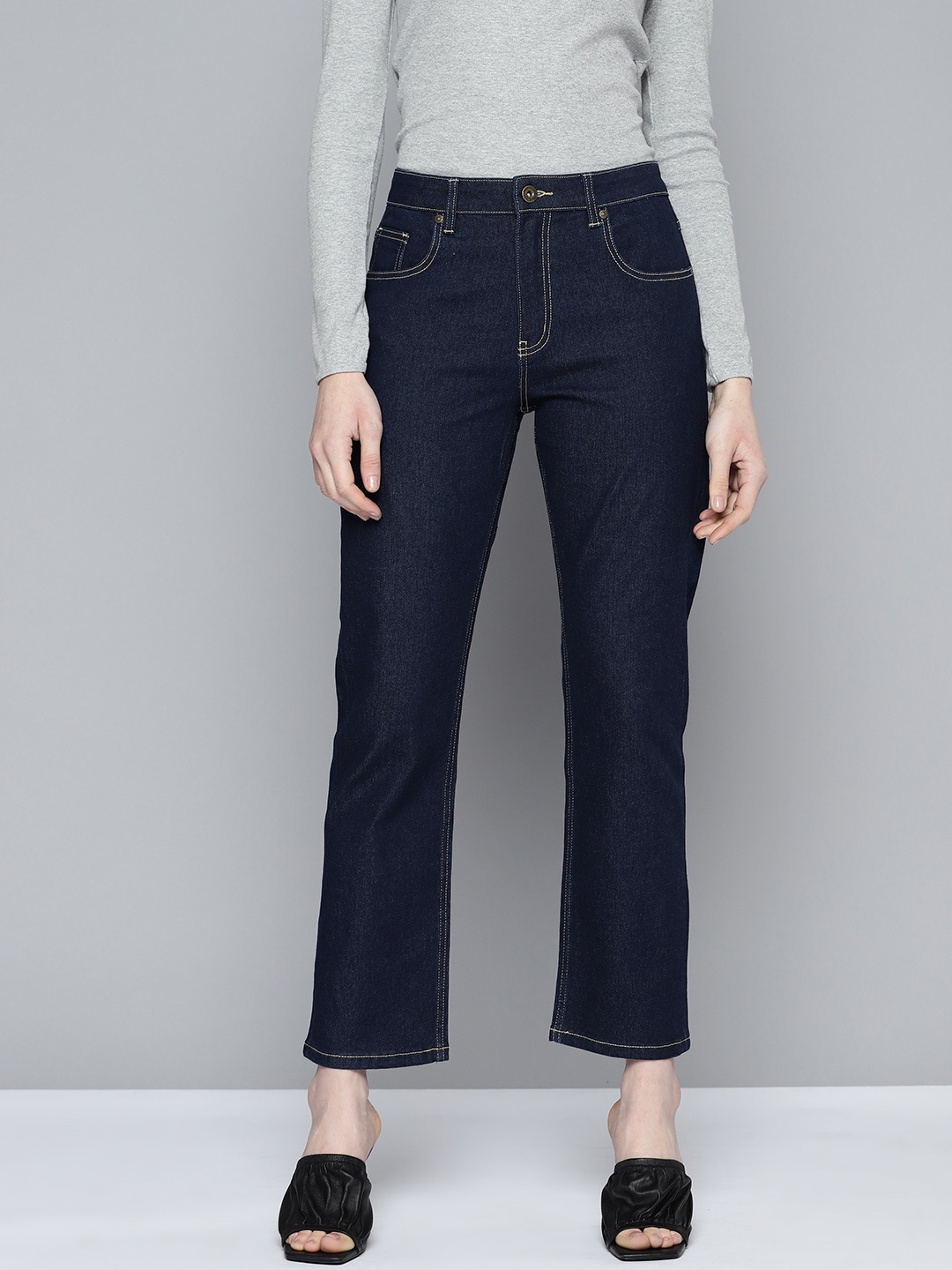 

Chemistry Women Straight Fit Stretchable Jeans, Navy blue