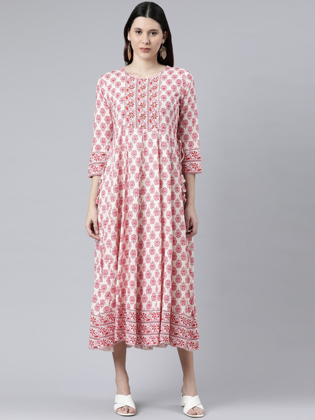 

Neerus Women Pink Ethnic Motifs Printed Anarkali Kurta