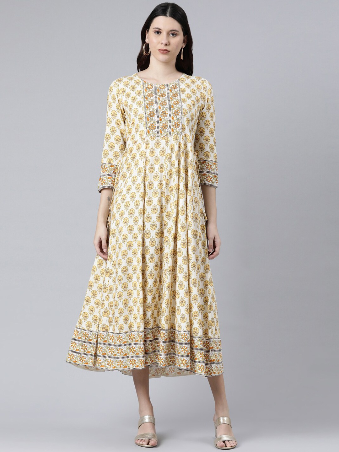 

Neerus Women Yellow Ethnic Motifs Printed Anarkali Kurta