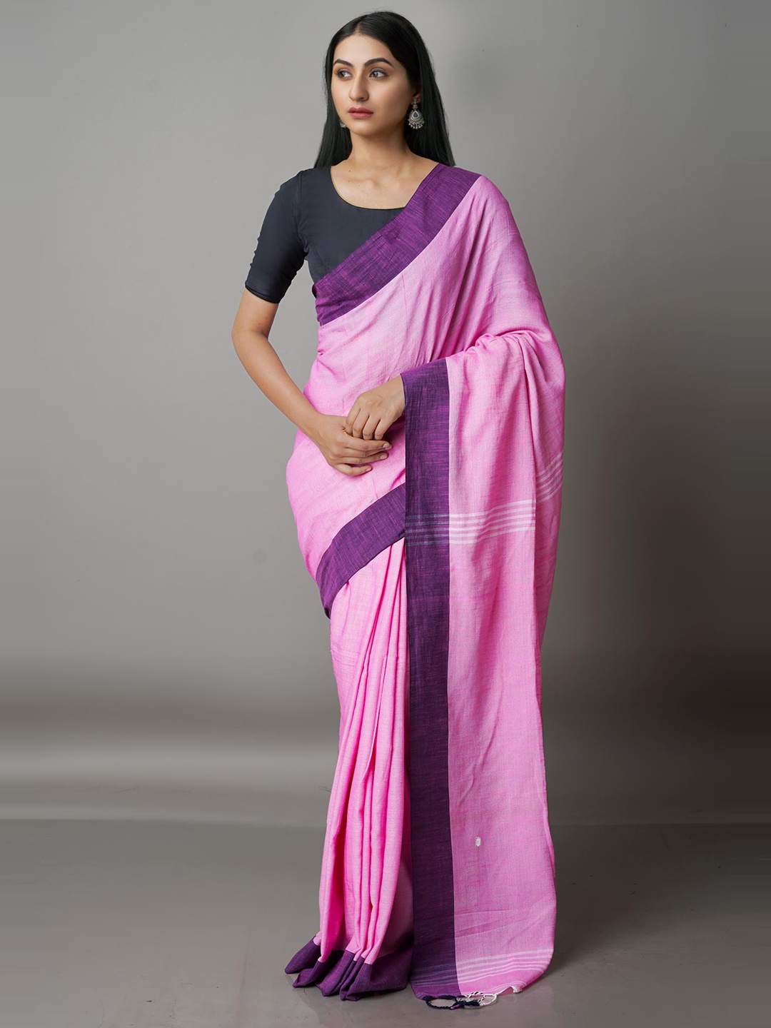 

Unnati Silks Pink & Purple Jamdani Saree