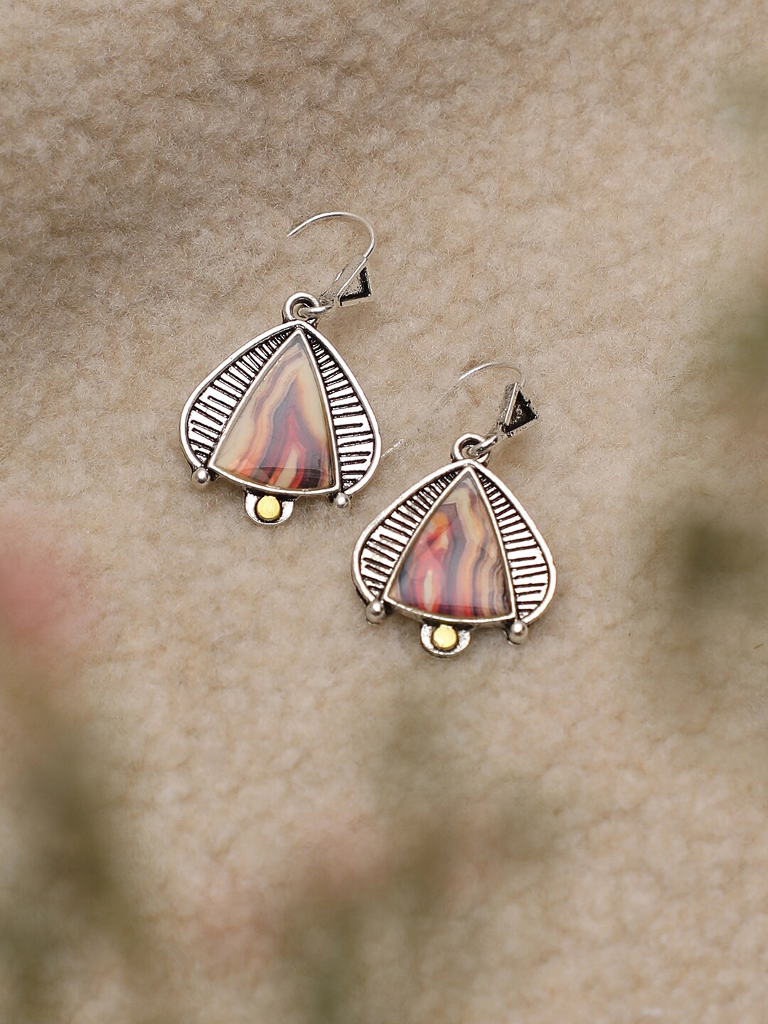 

SOHI Brown Contemporary Silver-Plated Drop Earrings
