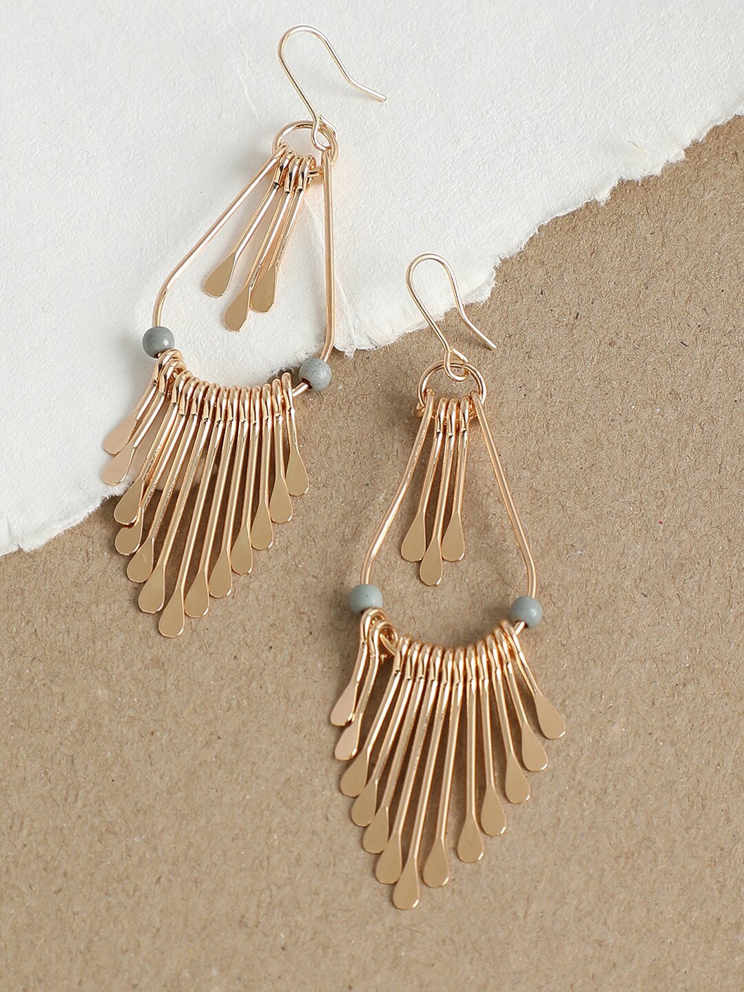 

SOHI Gold-Plated Contemporary Drop Earrings