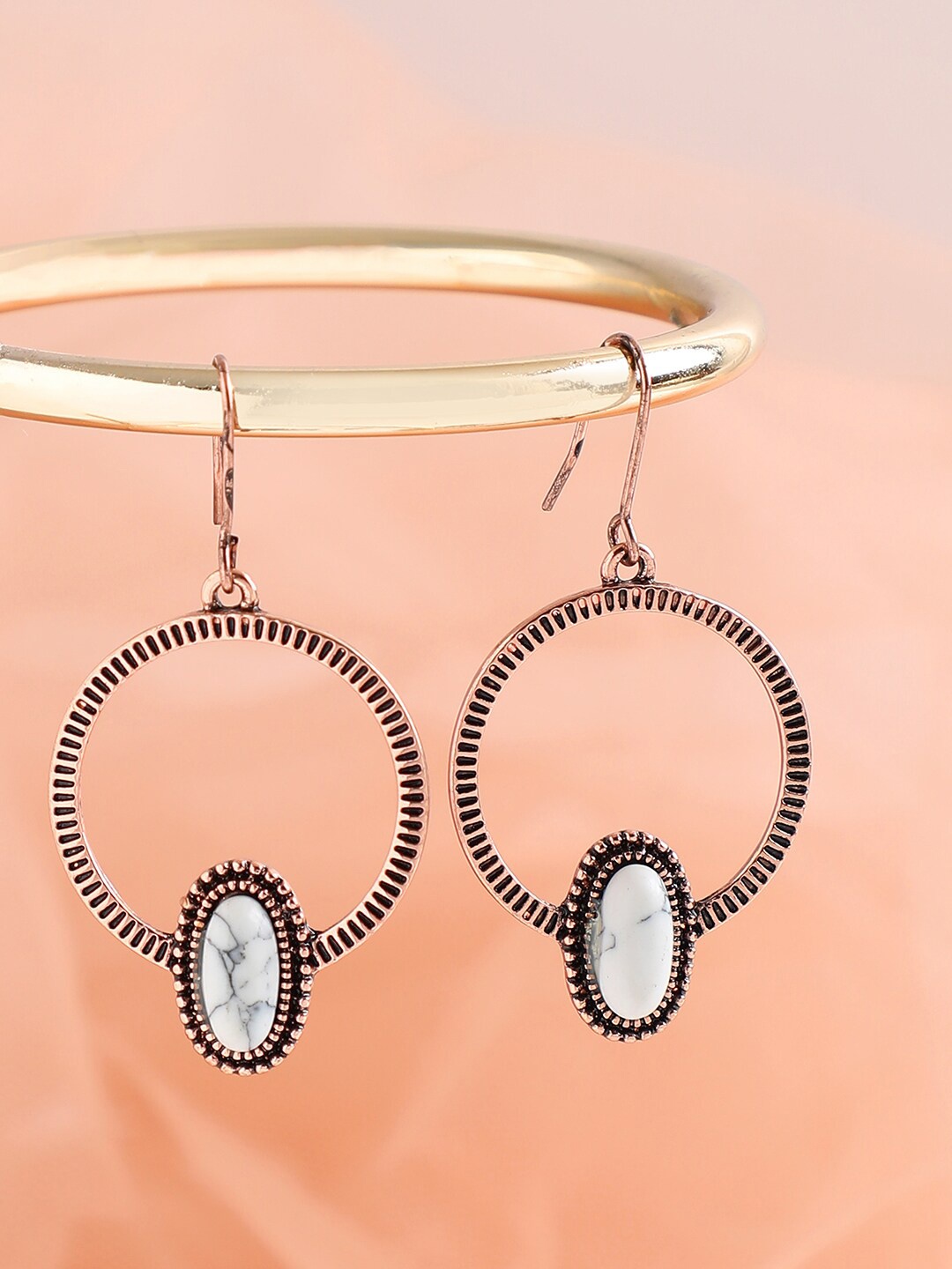 

SOHI White Contemporary Rose Gold Plated Drop Earrings