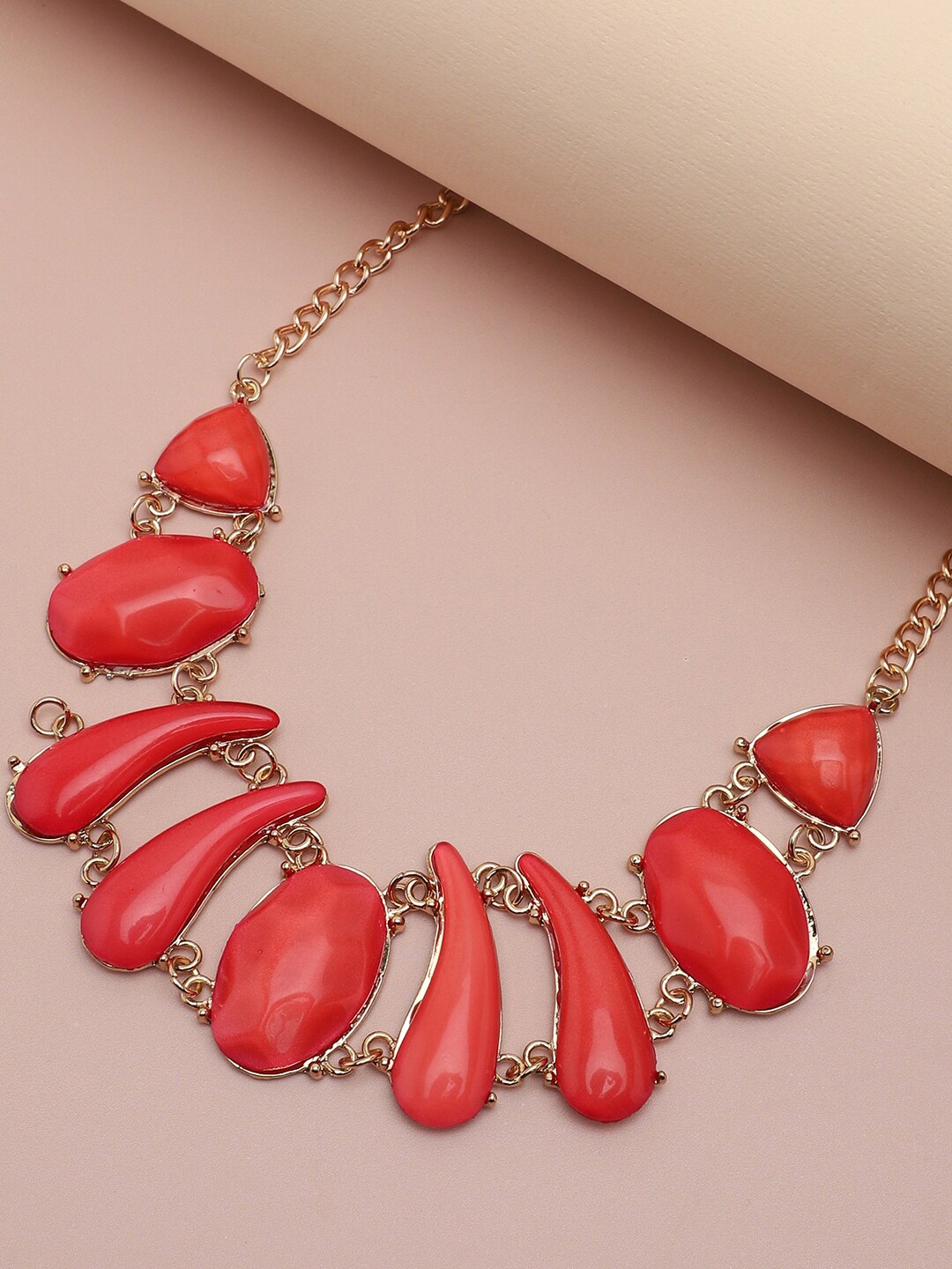 

SOHI Orange Gold-Plated Necklace