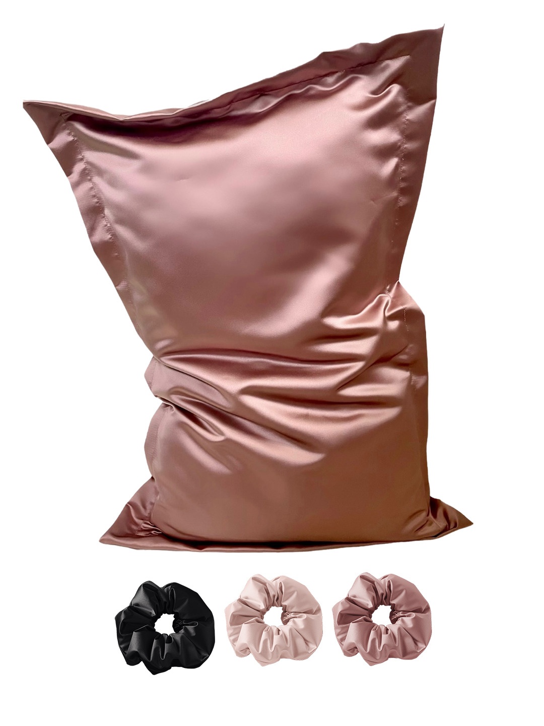 

Mueras Rose-Colored Solid Pillow Cover and Scrunchie Combo Set