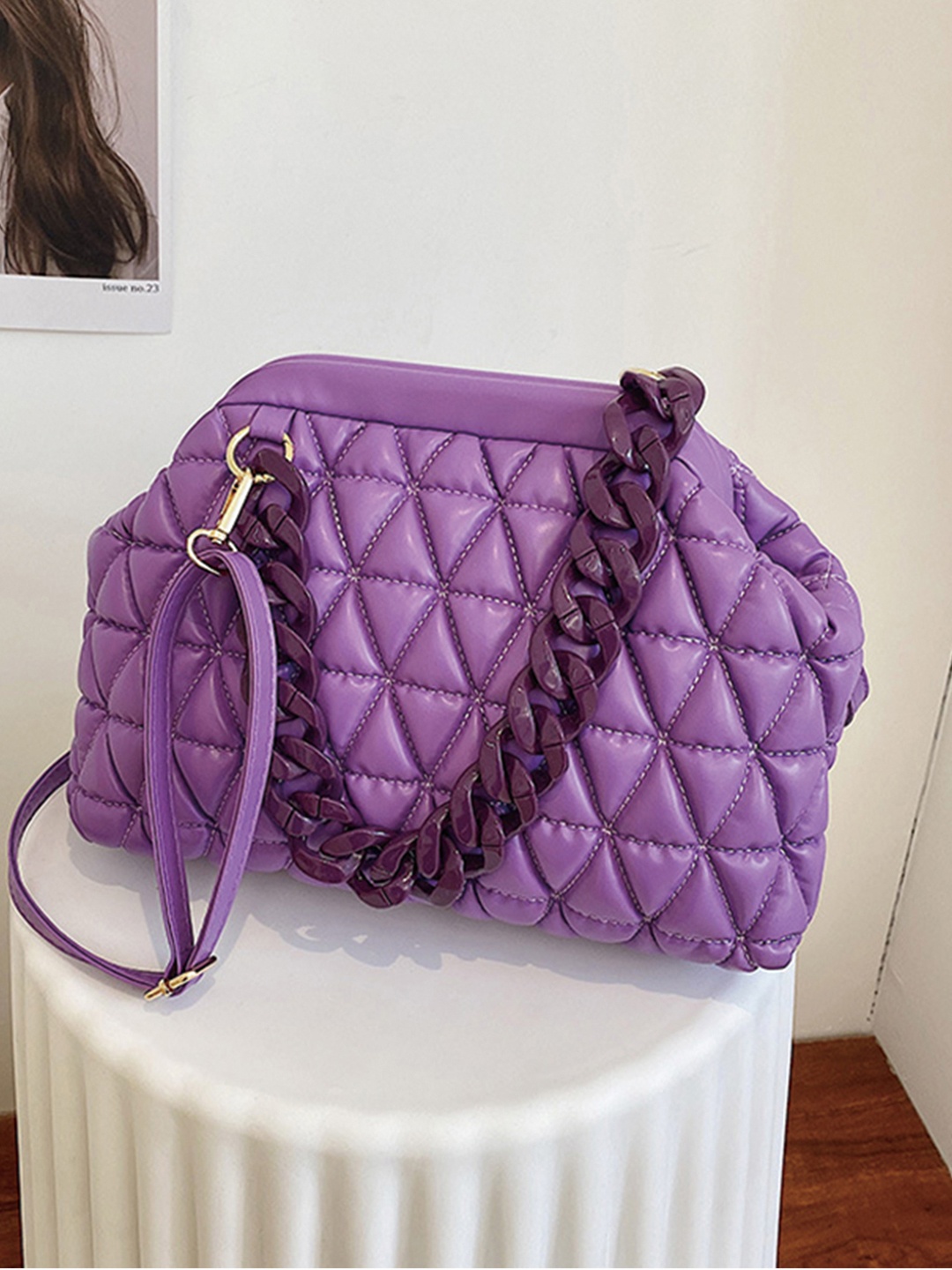 

Angeline Purple Structured Sling Bag with Quilted