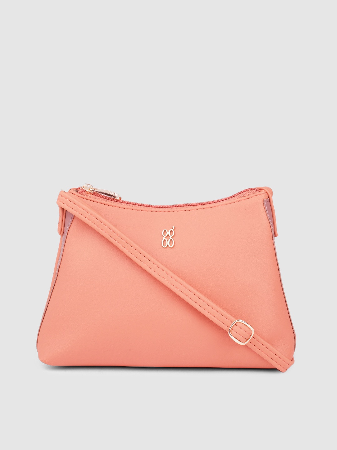 

Baggit Women Peach-Coloured Solid Structured Sling Bag