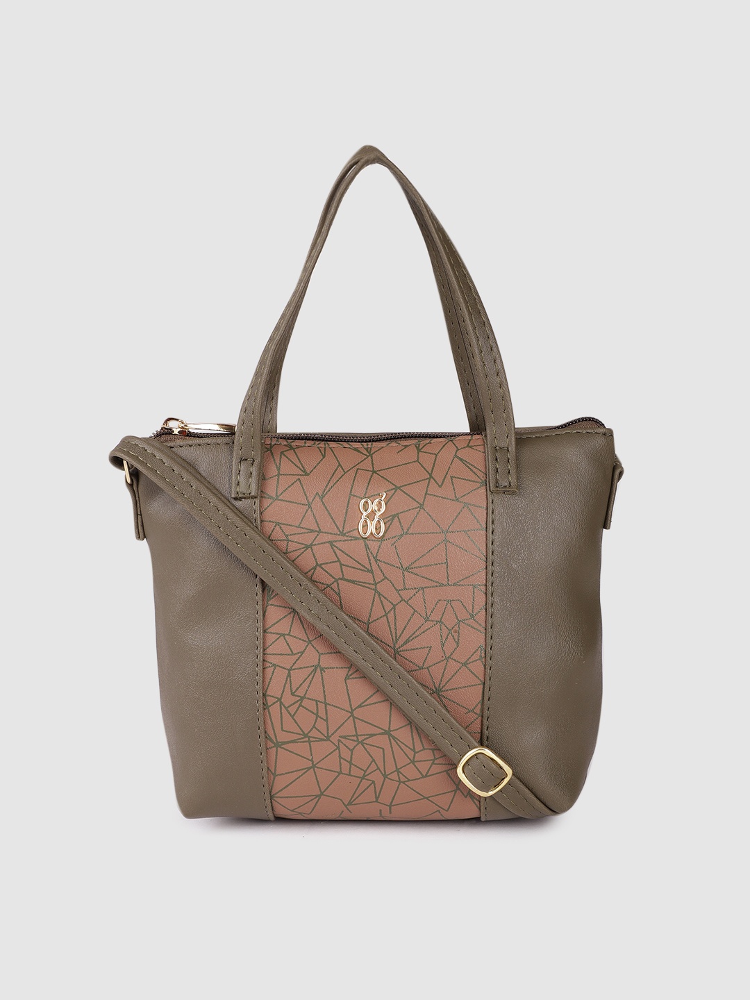

Baggit Olive Green Printed Handheld Bag