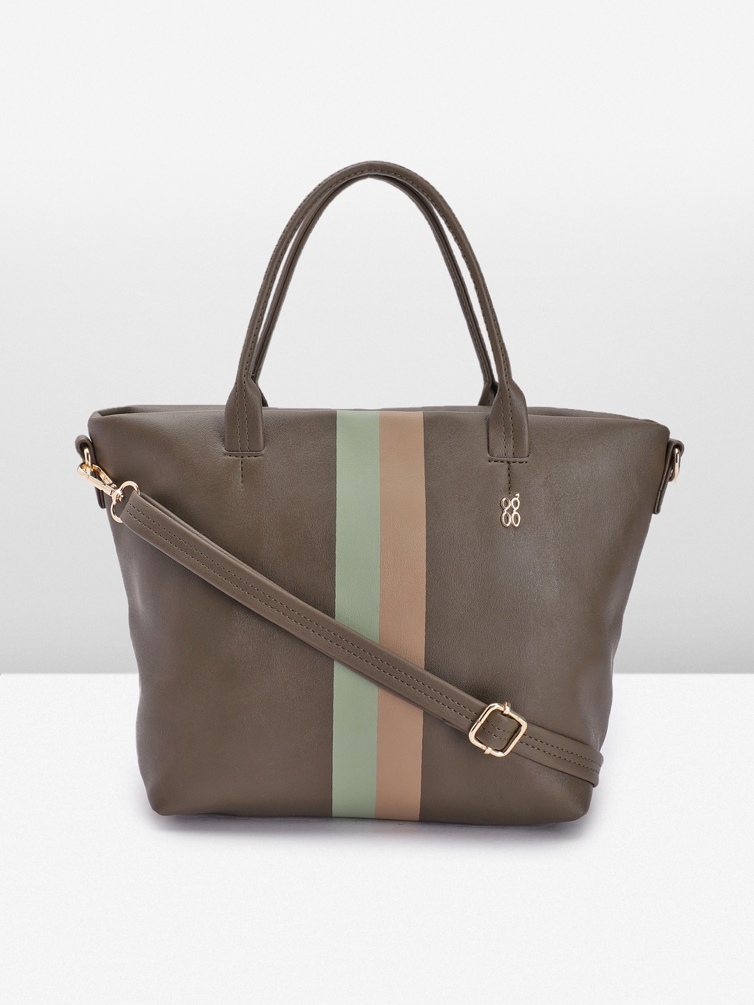 

Baggit Striped Structured Handheld Bag, Olive