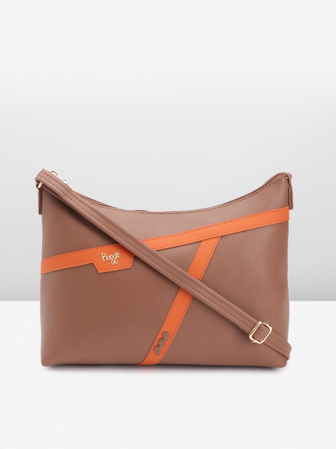 

Baggit Structured Sling Bag with Applique Detailing, Brown