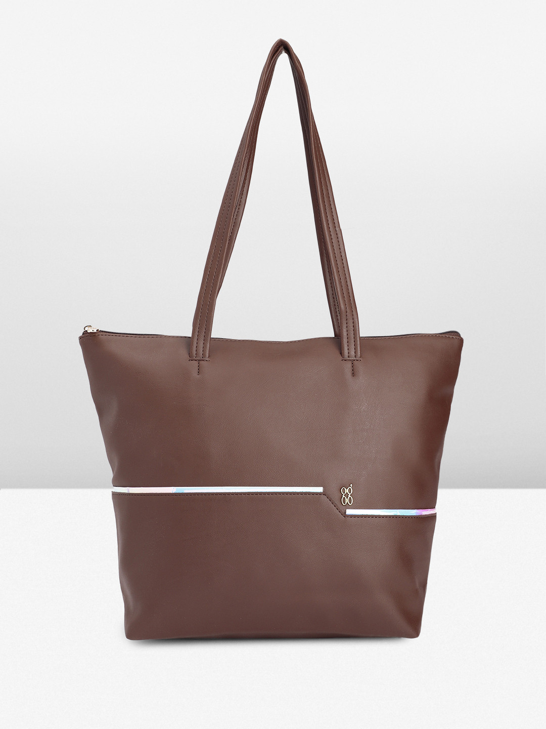 

Baggit Solid PU Structured Shoulder Bag With Minimal Iridescent Effect, Brown