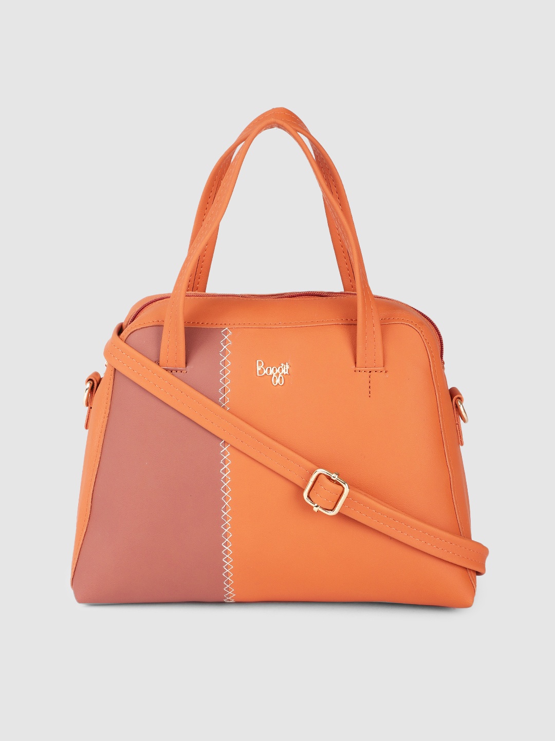 

Baggit Colourblocked Structured Handheld Bag, Orange