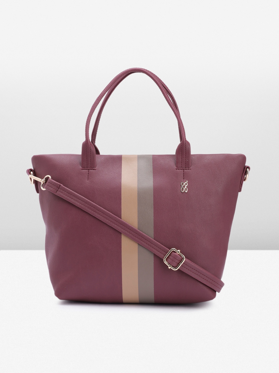 

Baggit Striped Structured Handheld Bag, Burgundy