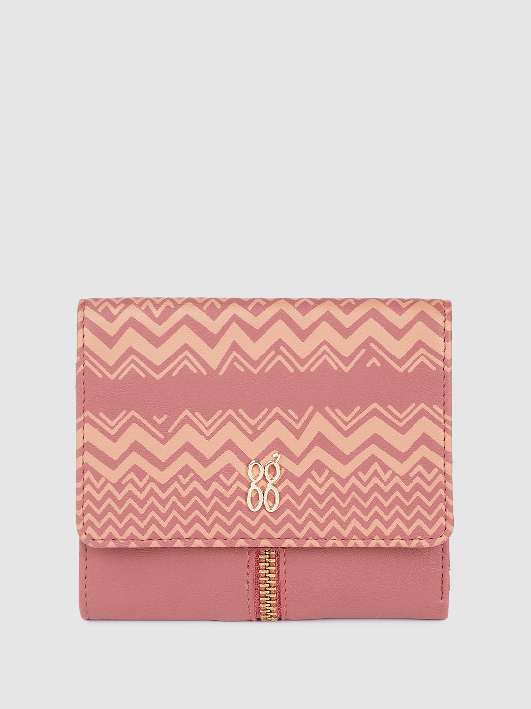 

Baggit Women Printed Three Fold Wallet, Rose