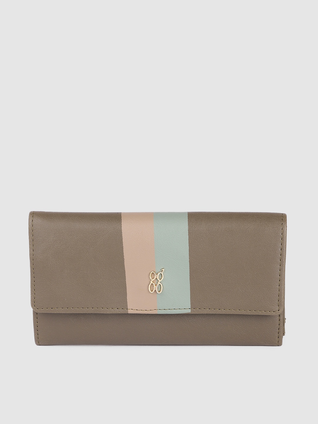

Baggit Women Green Striped Three Fold Wallet
