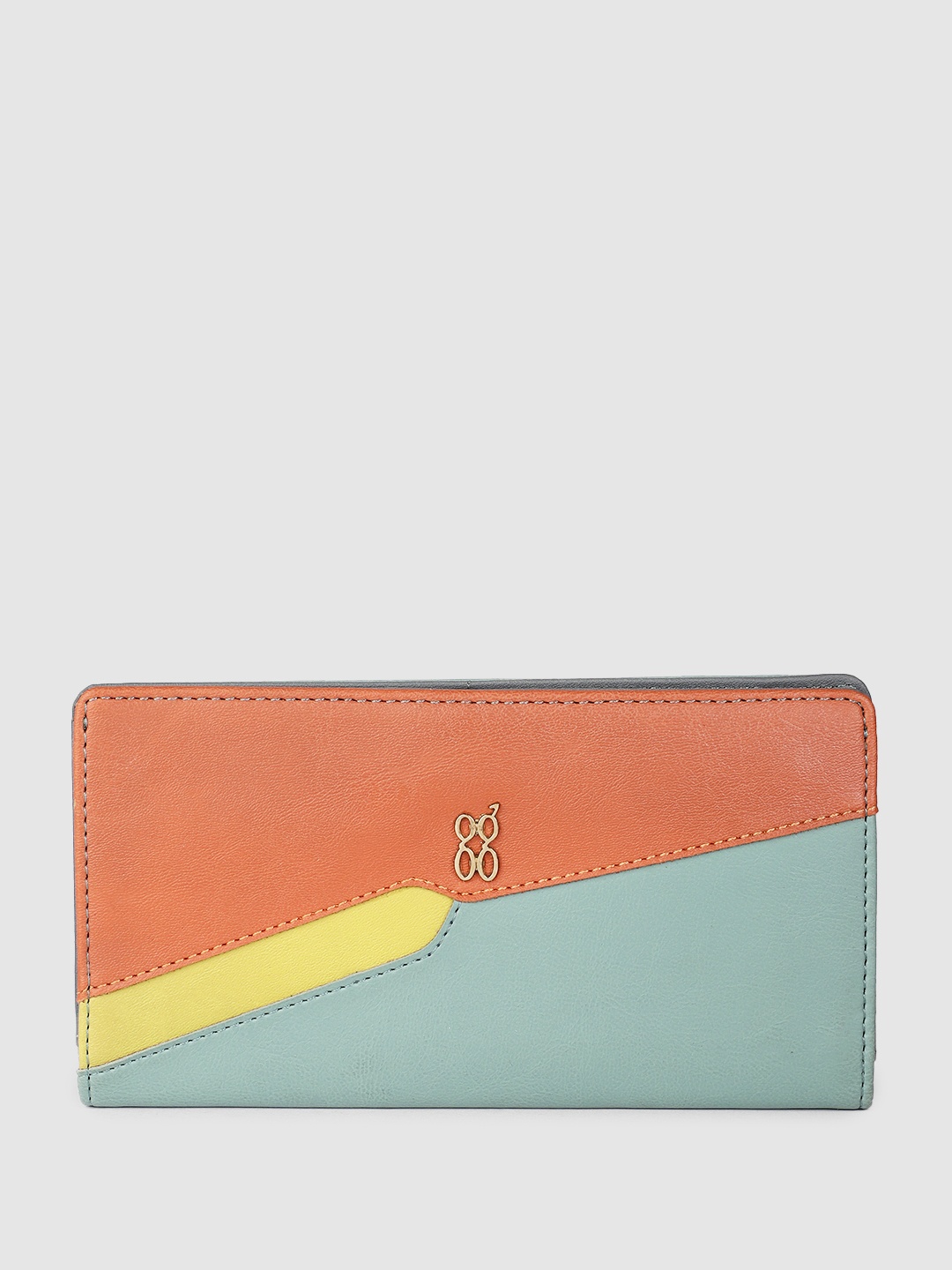 

Baggit Women Colourblocked Two Fold Wallet, Sea green