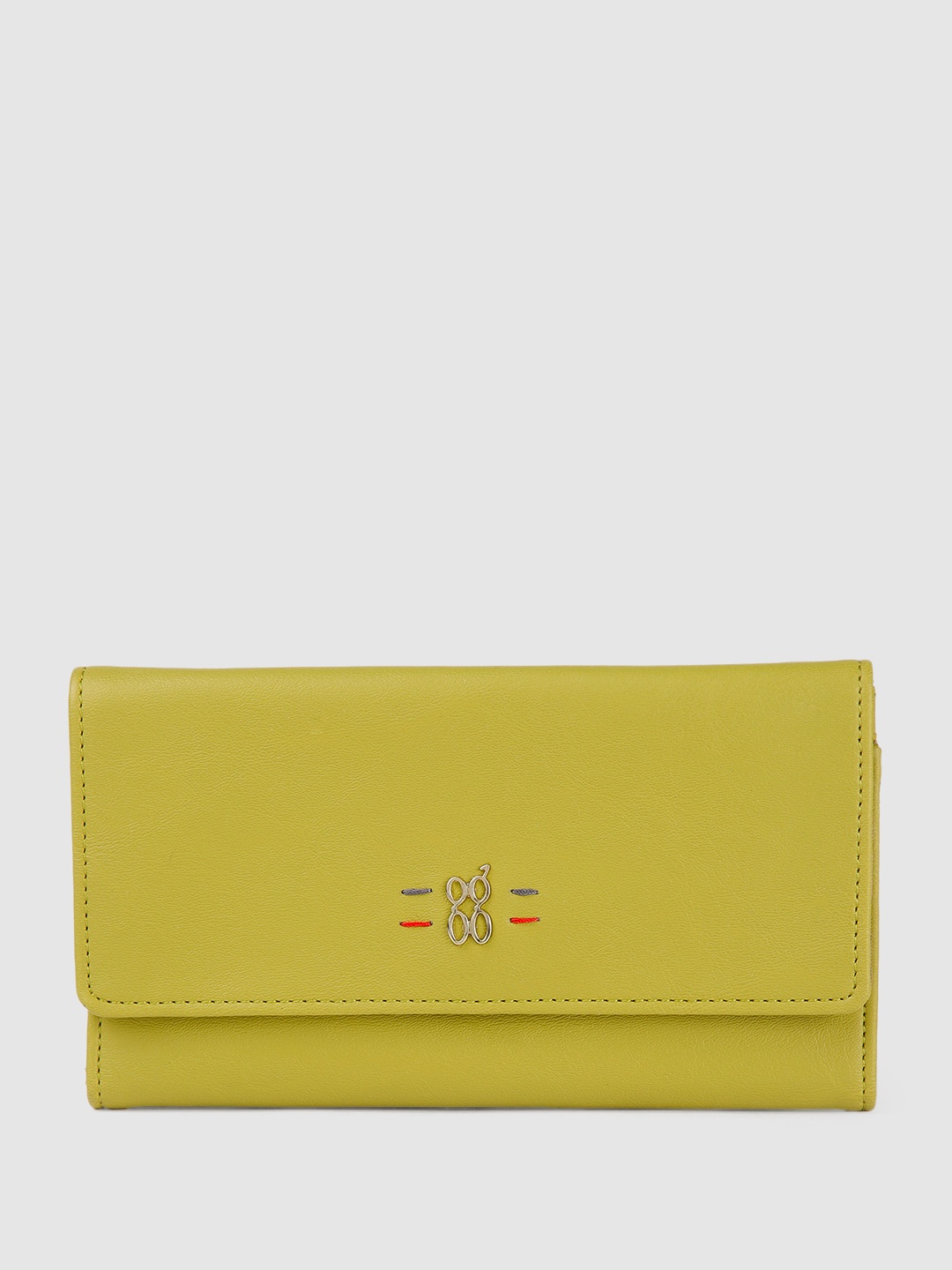 

Baggit Women Solid Three Fold Wallet, Lime green