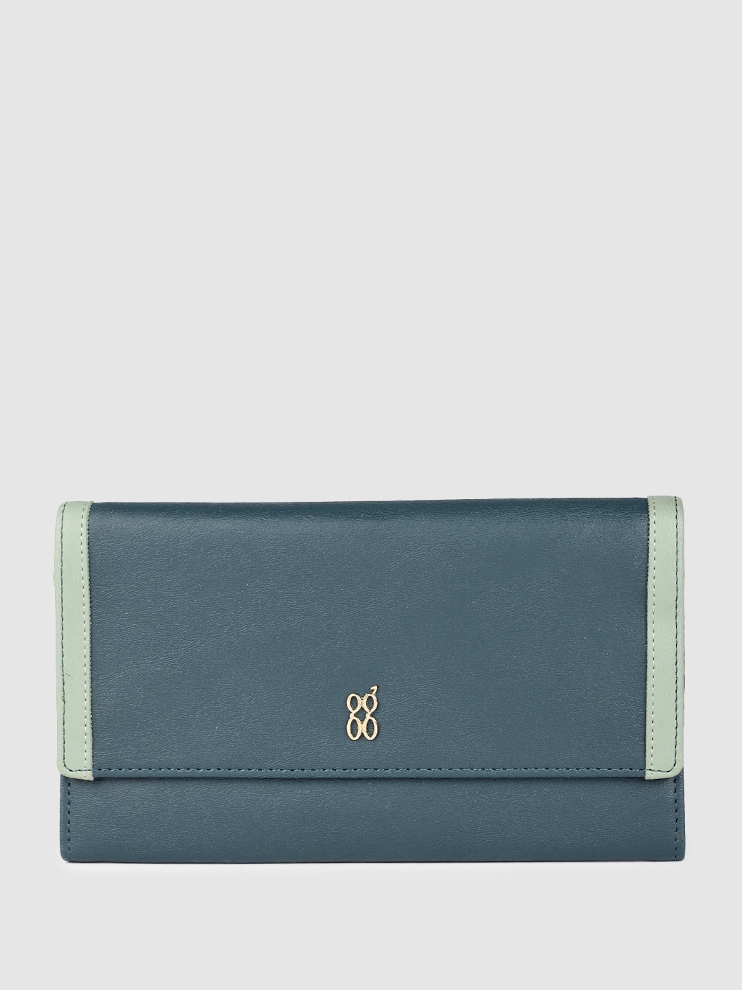 

Baggit Women Solid Three Fold Wallet with SIM Card Holder, Teal