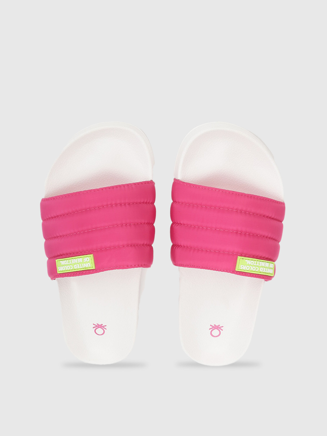 

United Colors of Benetton Women Pink & White Solid Sliders