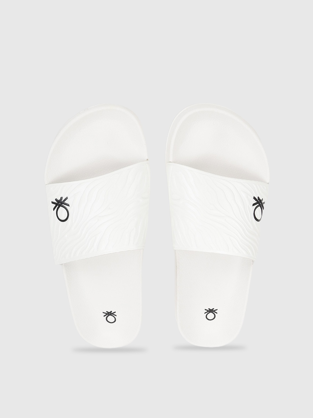 

United Colors of Benetton Women White & Black Self Design Sliders