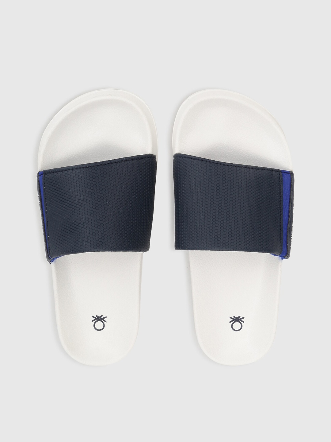 

United Colors of Benetton Women White & Navy Blue Solid Sliders