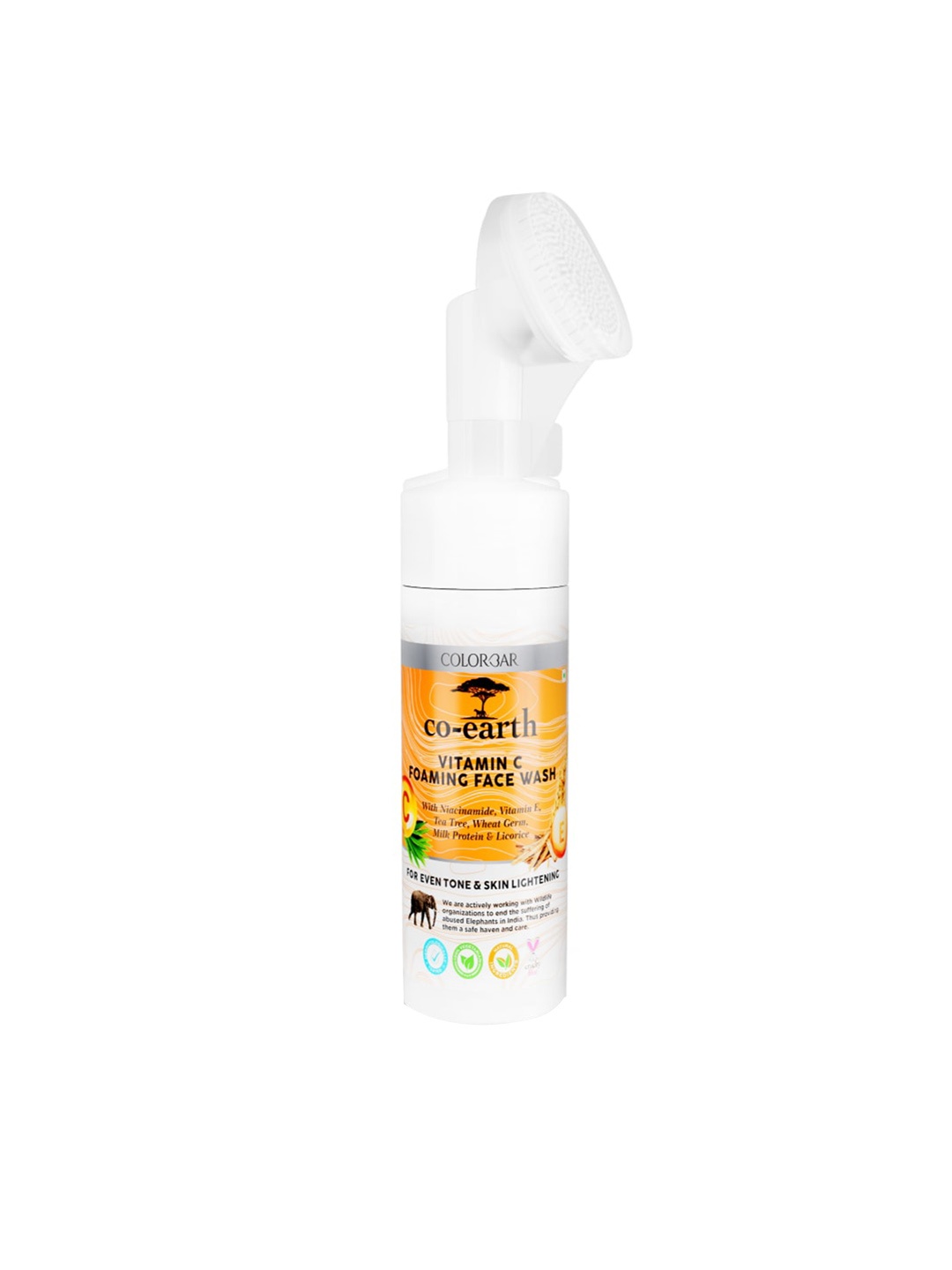 

Colorbar Co-Earth Vitamin C Foaming Face Wash with Built-In Brush 150 ml, Orange